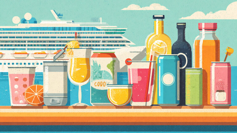 What’s included in a typical cruise drink package — chart of beverage types like alcohol, soda, water, and specialty coffee