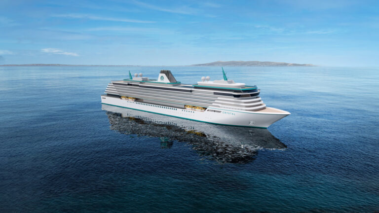 Rendering of Crystal's new luxury cruise ship debuting in 2028