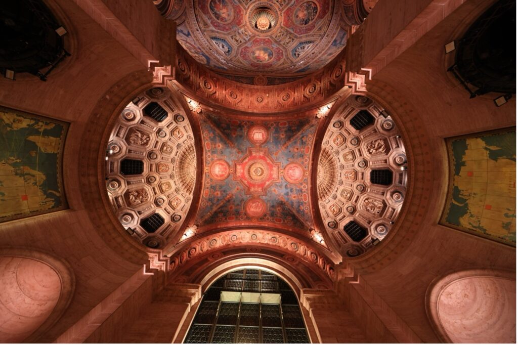 Cathedral ceiling view of the lobby of New York's Cunard Building. Photo credit: Dr. Nelson Arnstein.