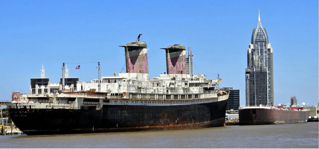SS United States awaits her fate in Mobile, Alabama, to become an artificial reef. Photo credit: Richard Weiss.