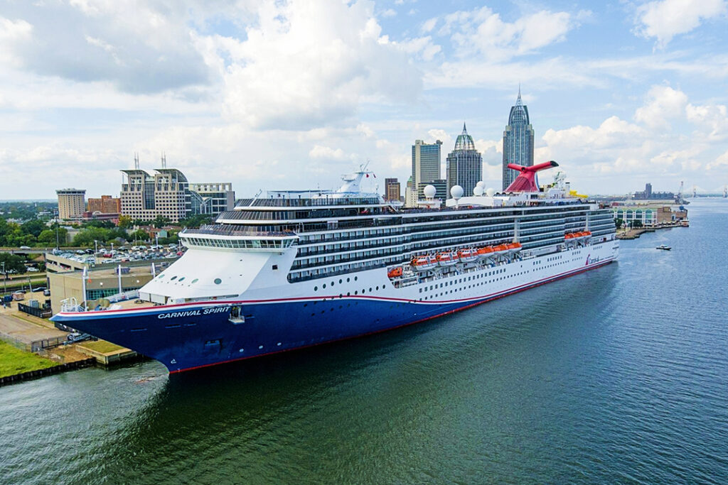Carnival Spirit in Mobile, Alabama. Photo courtesy of Carnival Cruise Line.