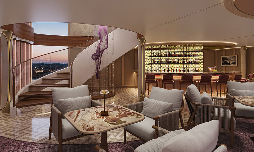 Lounge rendering on Celebrity River Cruises.