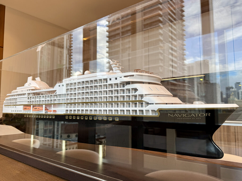 A ship model of Crescent Seas' Navigator is displayed in GFO's office in downtown Miami.