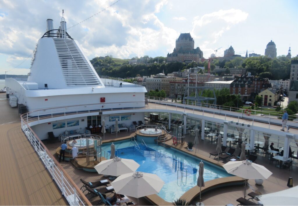 View of the iconic Château Frontenac from Silver Shadow's pool deck. Photo credit: William H. Miller.