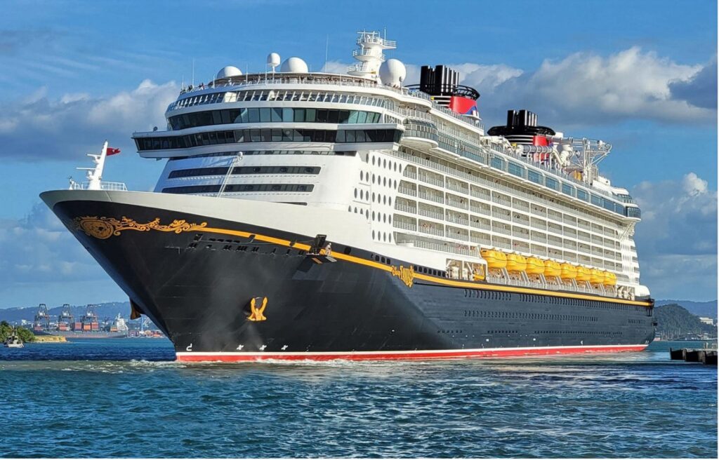 The mighty Disney Fantasy seen at San Juan. From the William H. Miller collection.