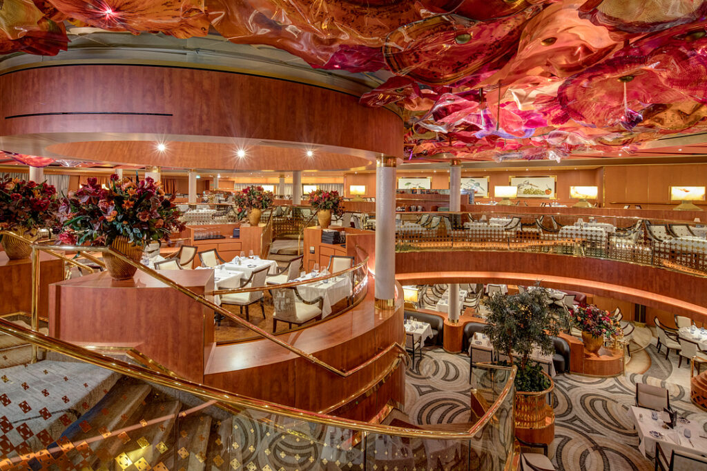 Noordam's ornate main dining room will feature local flavors through Holland America’s Destination Dining program.Image courtesy of Holland America Line.