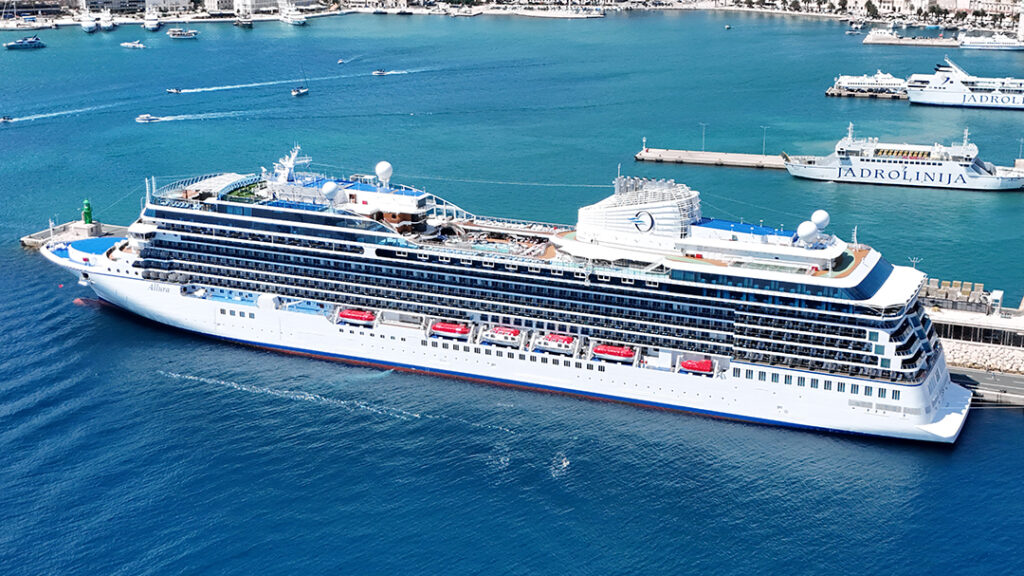 Oceania Allura at Split, Croatia, this past summer. Image courtesy of Oceania Cruises.