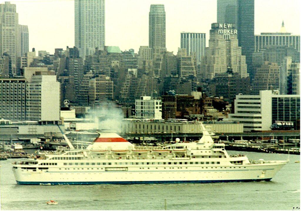 The Soviet Kazakhstan outbound from New York. From the William H. Miller collection.