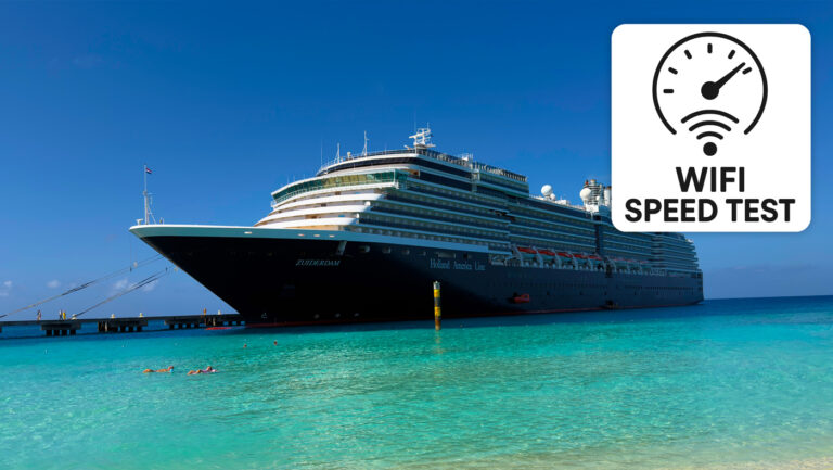 WiFi speed test results aboard Holland America Zuiderdam