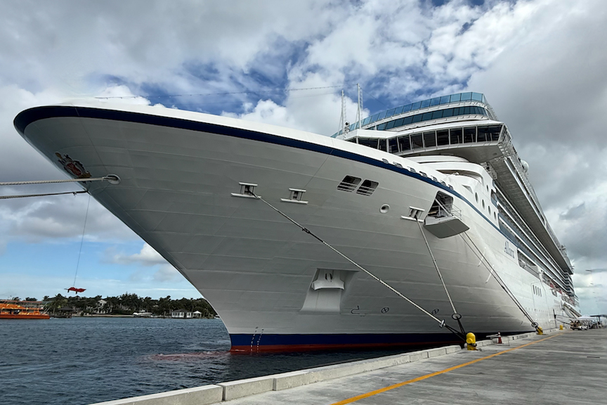 Oceania Allura docked at Nassau, The Bahamas, on December 8, 2025. Credit: Monte Mathews.