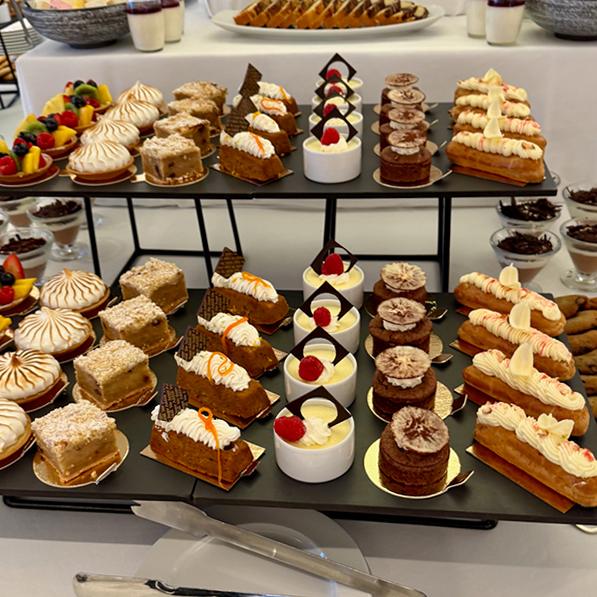 Decadent desserts round out the Grand Buffet, held in the Grand dining room aboard Oceania Allura. Credit: Monte Mathews.