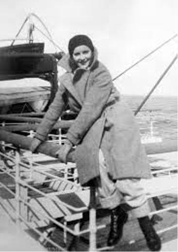 Greta Garbo, the Swedish-born Hollywood film star of the 1920s and 1930s, pictured aboard the Kungsholm in 1933. Courtesy of the William H. Miller Collection.