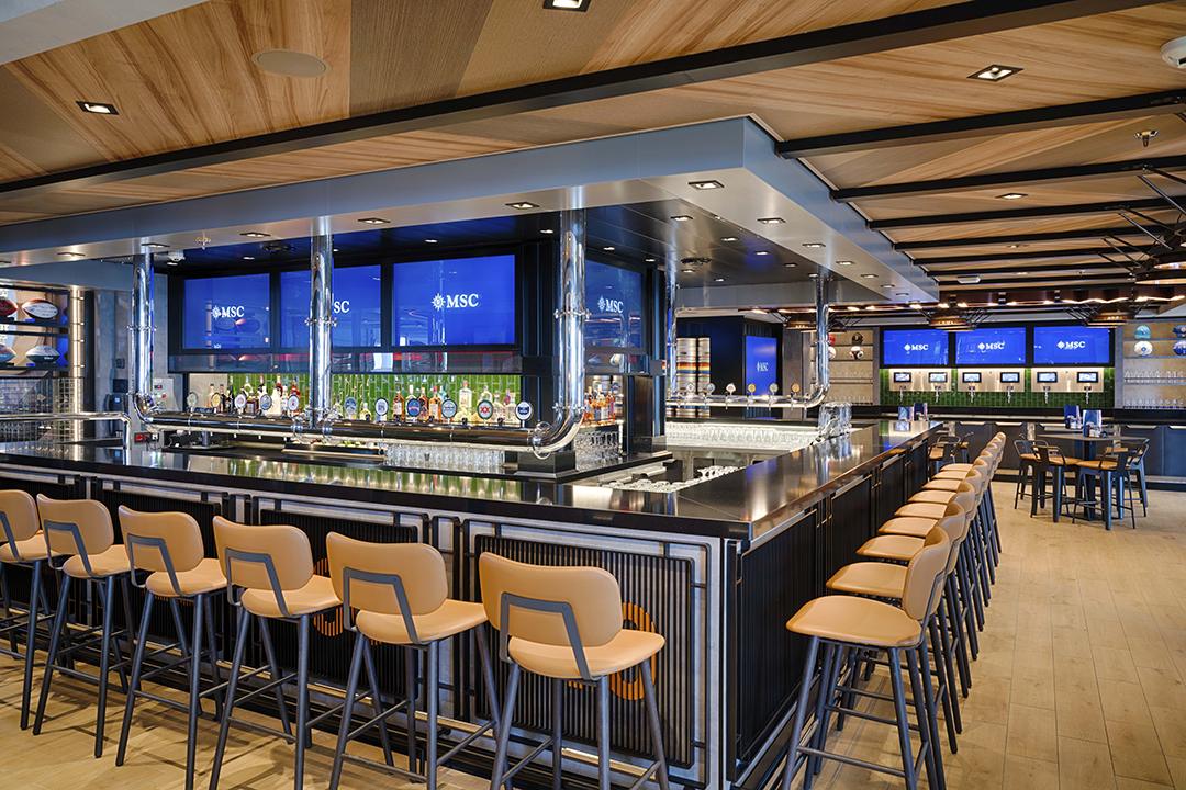 MSC World America’s All-Stars Sports Bar is among the onboard venues where MSC Cruises plans to air FIFA World Cup matches fleetwide this summer. Courtesy of MSC Cruises.