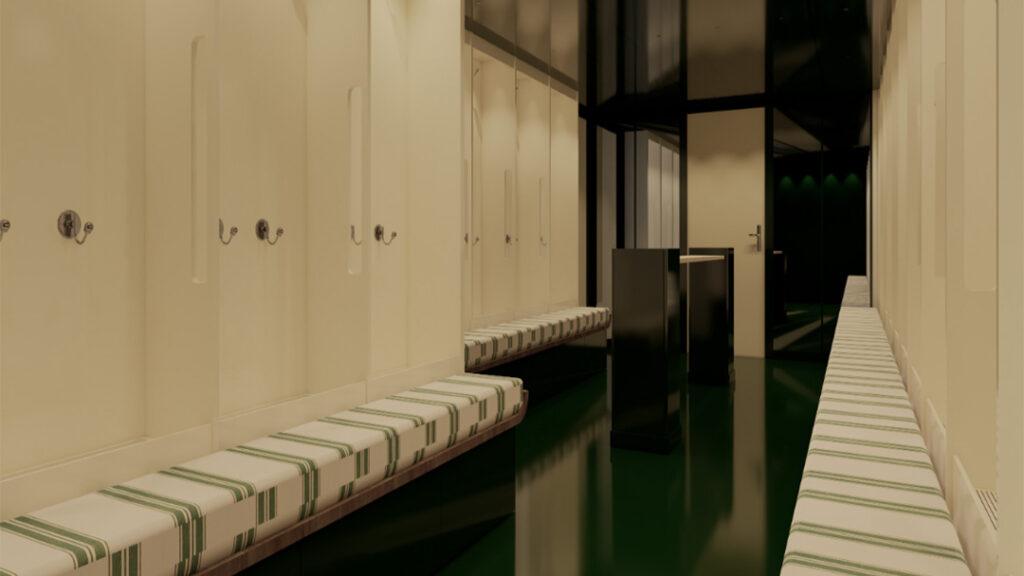 A rendering of the mudroom aboard Captain Arctic, designed to support passengers preparing for expedition activities. Courtesy of Pelorus Yachting.