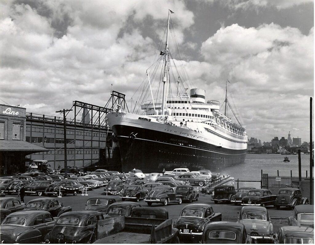 Holland America Line’s Fifth Street Pier in Hoboken, 1949. From the William H. Miller Collection.