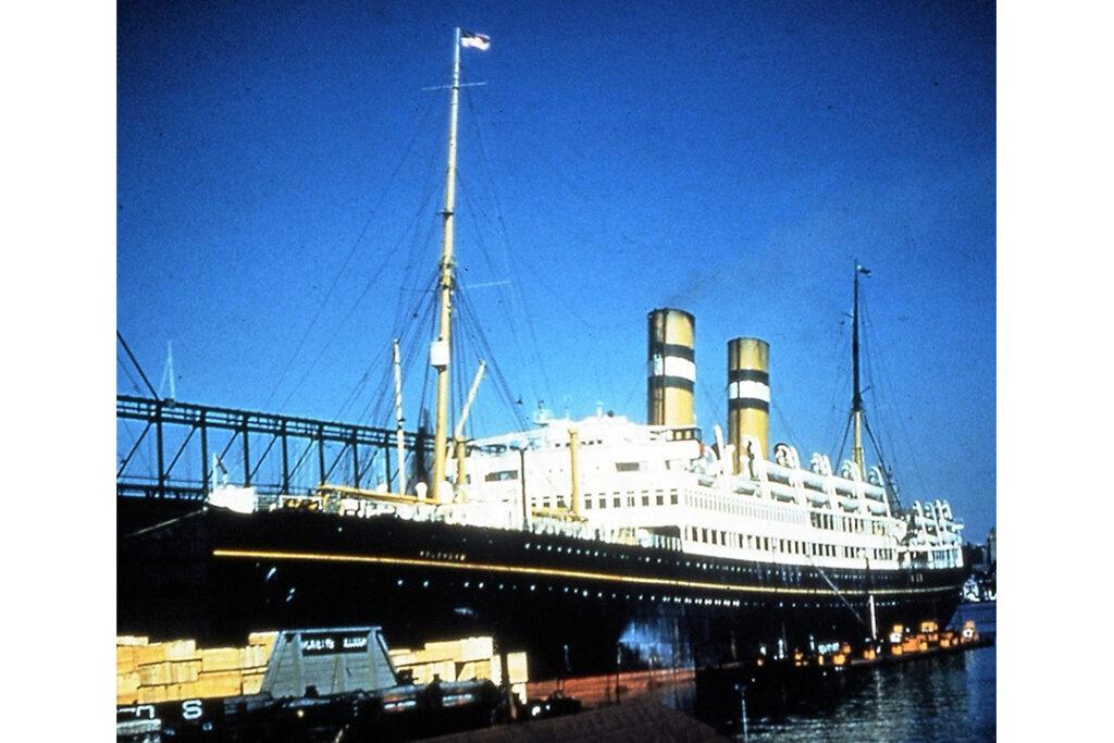 Holland America Line’s Veendam at Hoboken in the 1920s. Courtesy of the William H. Miller Collection.