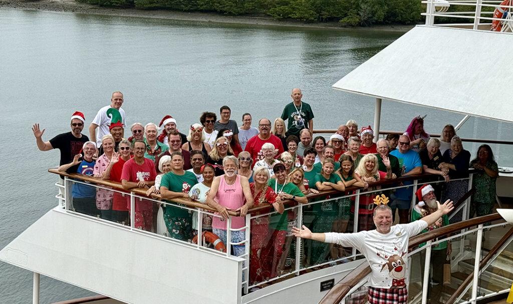 Residents celebrate Christmas Day aboard Villa Vie Odyssey. Photo: Villa Vie Residences