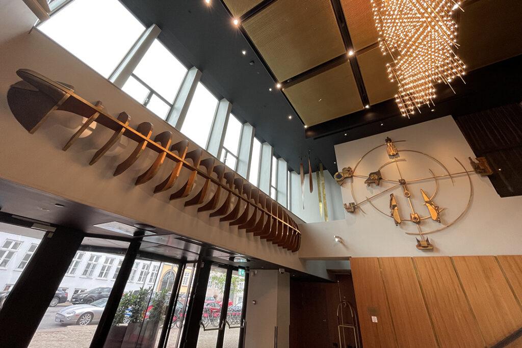 Anna Bak’s “Ever Mighty – Forever Transforming” installation reflects the building’s shipbuilding history through forms representing a hull, engine and propellers. Photo: Ming Tappin.
