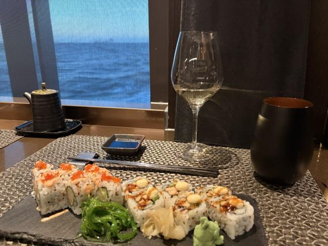 Sushi is served with ocean views at Koko’s counter-style sushi venue aboard Scenic Eclipse II. Photo: Judi Cuervo