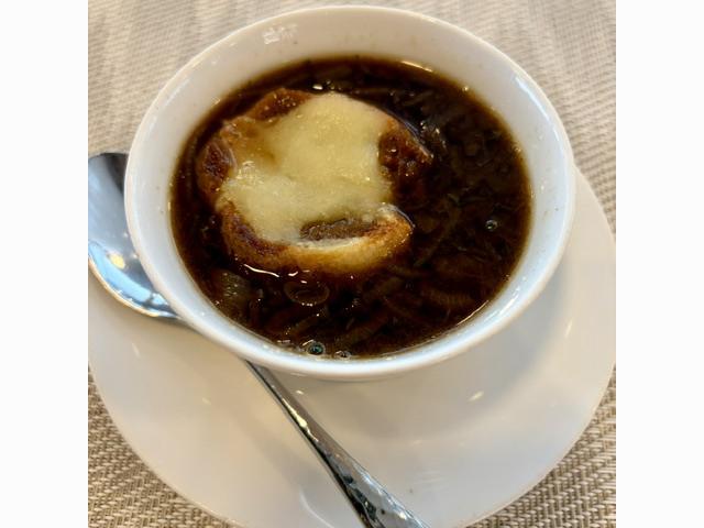 French onion soup is part of a France-themed Yacht Club lunch served during Scenic Eclipse II’s call at Honfleur. Photo: Judi Cuervo