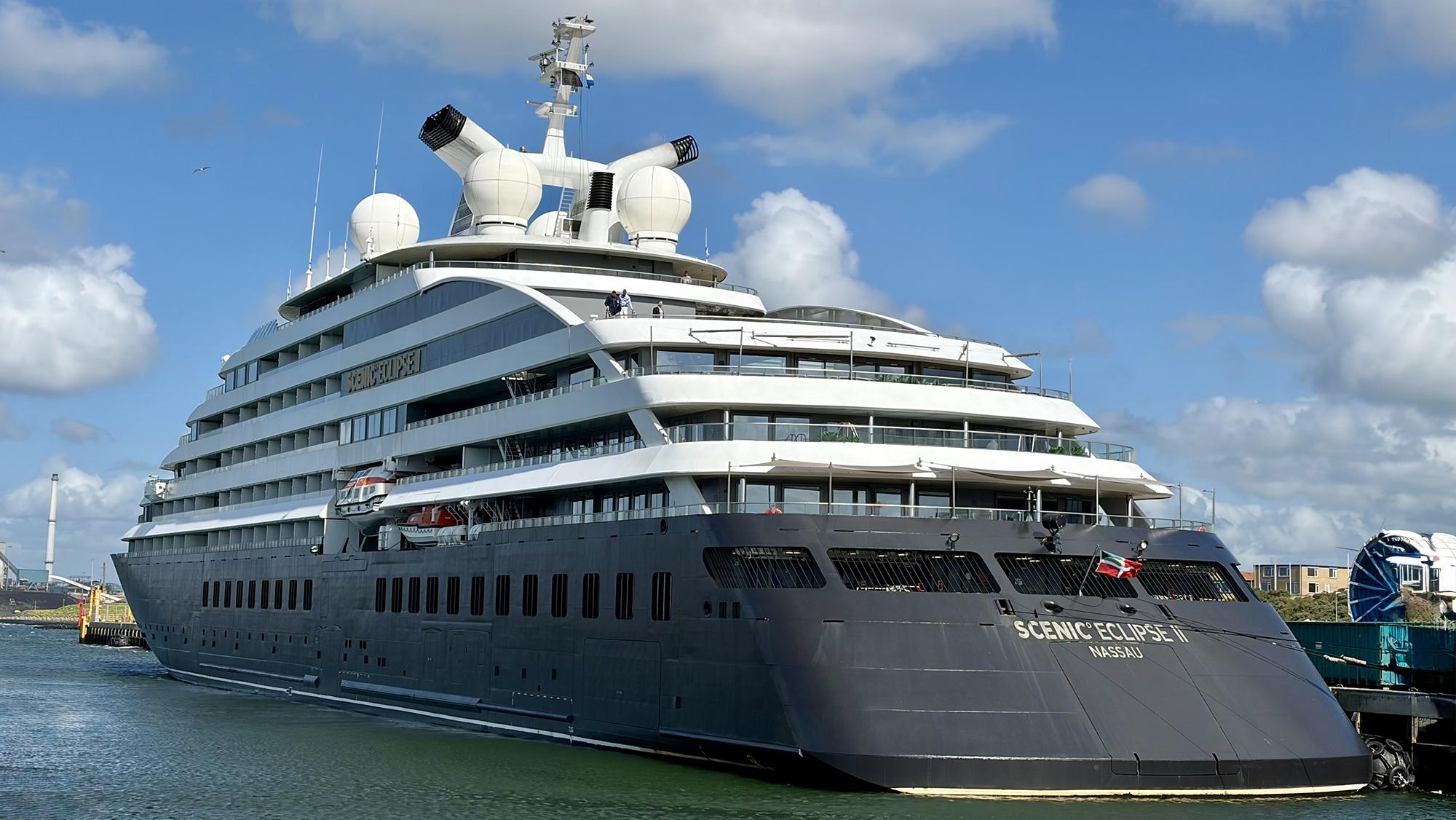 Scenic Eclipse II showcases its sleek, yacht-like profile in port. Photo: Judi Cuervo