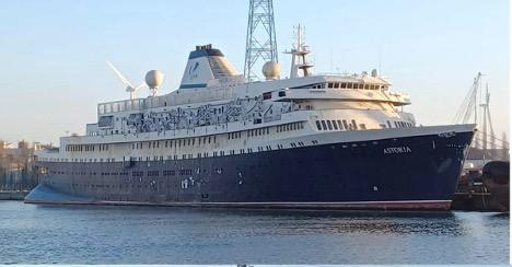 Astoria, the former Stockholm, laid up at Rotterdam while awaiting her fate shortly before being sold for scrapping. From the William H. Miller Collection.